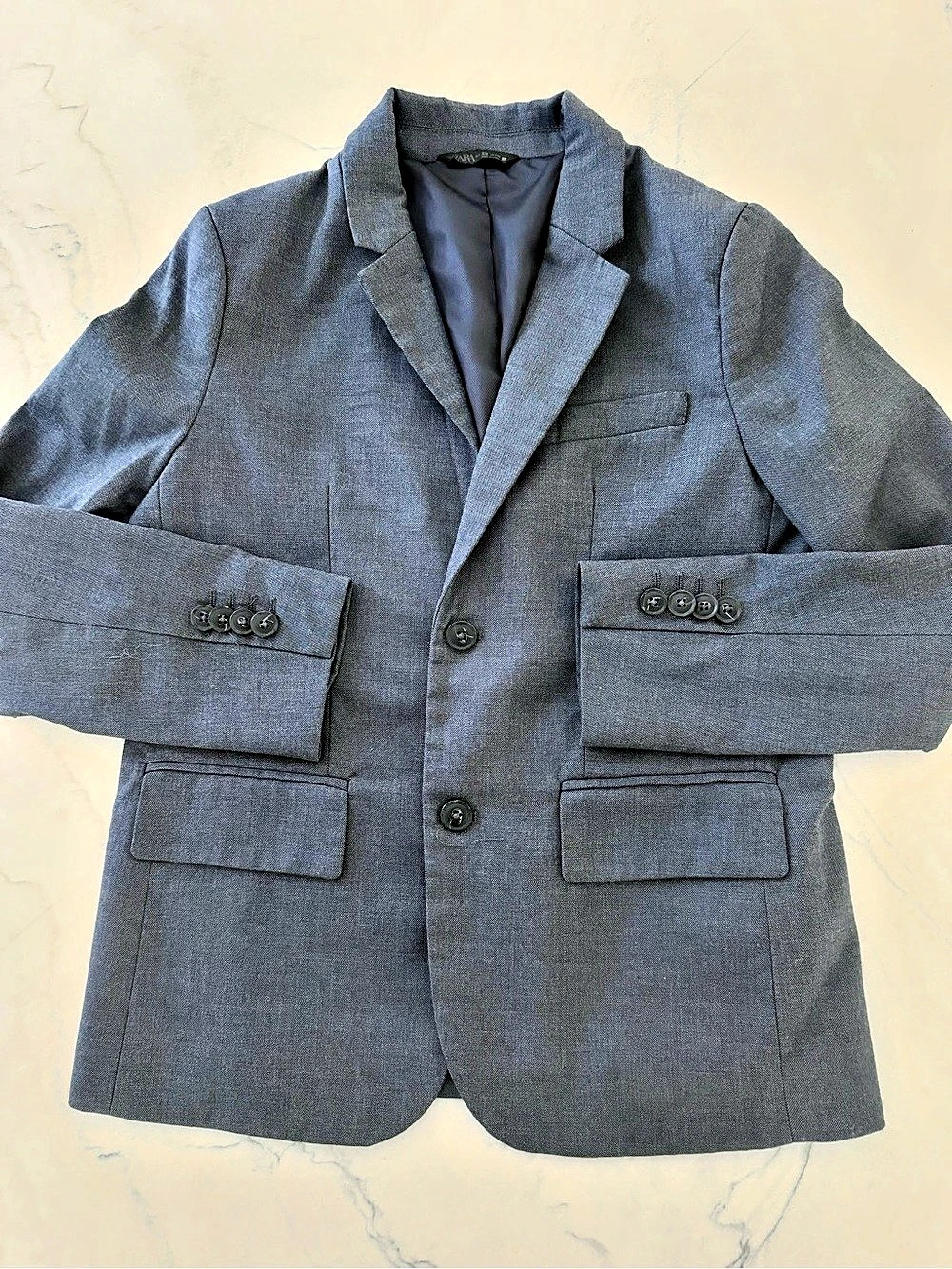 Zara Boys Size 9/10 Blue Blazer Tailored Jacket